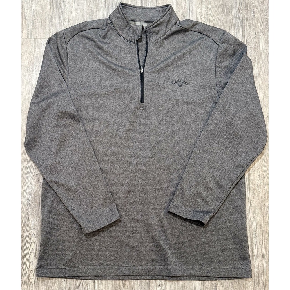Callaway Men's XL Gray Waffle Textured 1/4 Zip Golf Pullover Performance